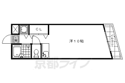 京都市営烏丸線 北大路駅 徒歩19分の賃貸マンション 2階ワンルームの間取り