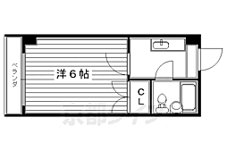 京阪本線 出町柳駅 徒歩17分の賃貸マンション 2階1Kの間取り