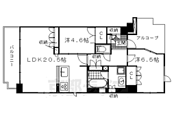 ブランシエラ二条城 7階2LDKの間取り