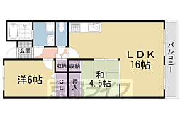 叡山電鉄叡山本線 一乗寺駅 徒歩9分の賃貸マンション 6階2LDKの間取り