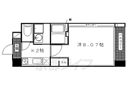 京阪本線 出町柳駅 徒歩5分の賃貸マンション 4階1Kの間取り
