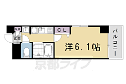 エステムプラザ京都五条大橋 1Kの間取図画像
