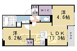 ソレアード御室 2LDKの間取図画像