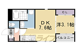 ハーモニーテラス太秦安井辻ノ内町 1DKの間取図画像