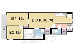 セジュール嵯峨鳥居本 2LDKの間取図画像