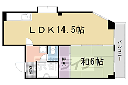 プリムローズ嵯峨 1LDKの間取図画像