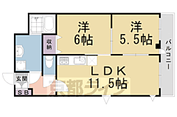 デュ四条 2LDKの間取図画像