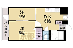 京都四条グランドハイツ 2DKの間取図画像