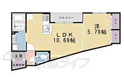京都市南区西九条西蔵王町アパート 1LDKの間取図画像