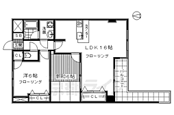 クレメント五条 2LDKの間取図画像