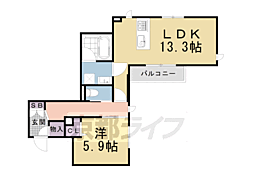 Aile北大路新町 1LDKの間取図画像