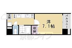 エグゼレジデンス羅城門 1Kの間取図画像