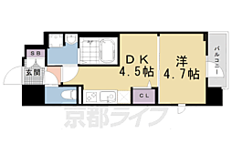プラシード京都 1DKの間取図画像