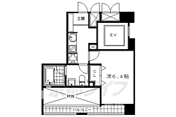 アーバンフラッツ四条西洞院 1Kの間取図画像