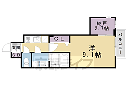 プレサンス京都洛南 1Kの間取図画像
