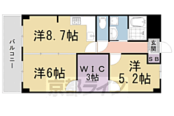 グランドール西大路 2LDKの間取図画像