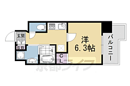 アスヴェル京都堀川高辻 1Kの間取図画像