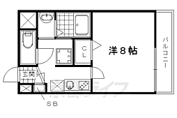 フラッティ堀川北山 1Kの間取図画像