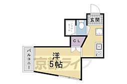 ハイシティー下鴨 1Kの間取図画像