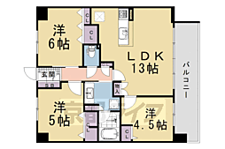 プレサンスロジェ京都西大路 3LDKの間取図画像