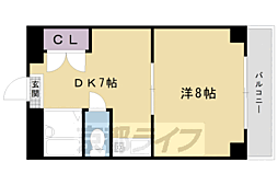 グランディール衣笠 1DKの間取図画像