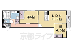 メゾンリーフ 2LDKの間取図画像