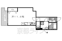 アクアレリスト今出川 ワンルームの間取図画像