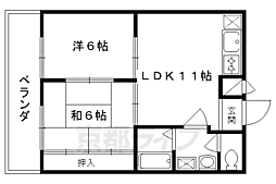 コーポ西ノ庄 2LDKの間取図画像