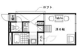 プレジール太秦 1Kの間取図画像