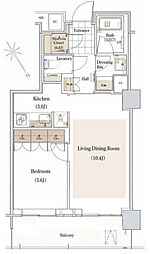 パークコート神宮前 1LDKの間取図画像