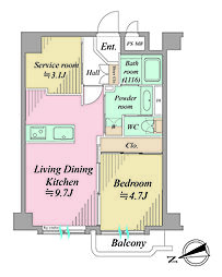 シャンボール大船 1SLDKの間取図画像