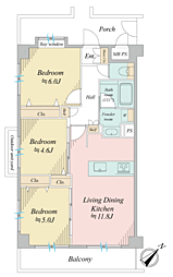 ライオンズマンション古淵 3LDKの間取図画像