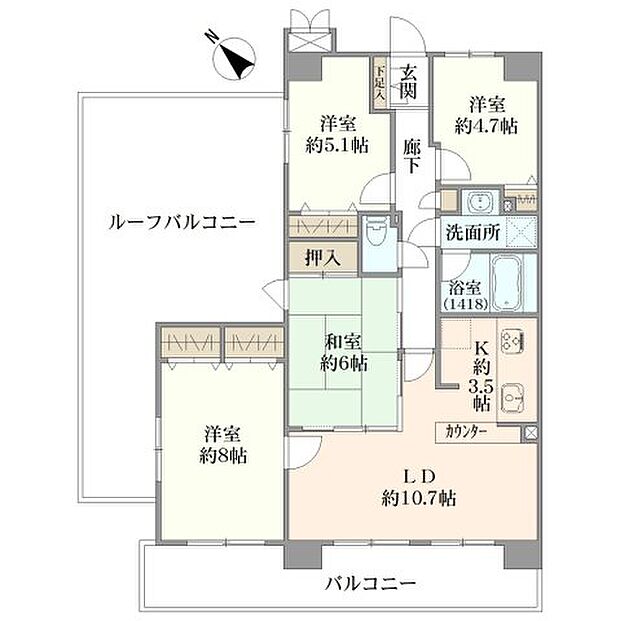 エステ・スクエア武蔵藤沢II壱番館(4LDK) 6階の間取り