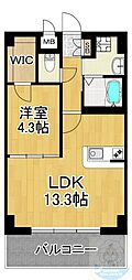 KDXレジデンス天神東2 1LDKの間取図画像