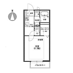 カリン 2階1Kの間取り