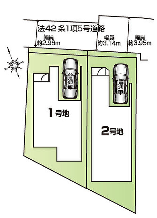 【全2棟の1号地】カースペース1台分あり(車種による)！内覧・お問い合わせはお気軽にどうぞ。