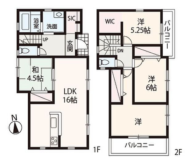 WICやSCLなど豊富で多彩な収納を設けた4LDKの間取り！南と東向きの二面バルコニー付きです。