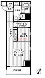 クロスレジデンス高輪 1Kの間取図画像
