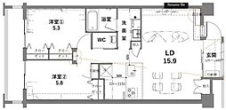 シティコート目黒3号棟 2LDKの間取図画像