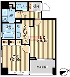 クリオ戸越銀座弐番館 1LDKの間取図画像