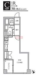 テラス恵比寿南 ワンルームの間取図画像