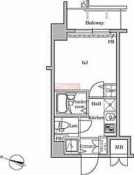 レジディア広尾2 1Kの間取図画像