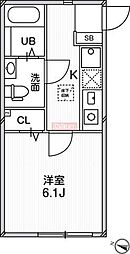 ルクール平和台 1Kの間取図画像