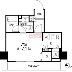 麻布十番レジデンス ワンルームの間取図画像