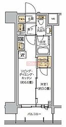 リビオメゾン芝浦 1DKの間取図画像