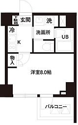 レジディア白金高輪 1Kの間取図画像