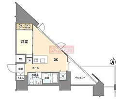 REX白金 1DKの間取図画像