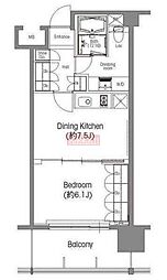 BPRレジデンス三田伊皿子坂 1DKの間取図画像