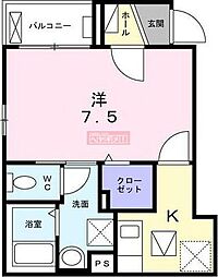 コンフォート 1Kの間取図画像