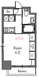 TOTSURESIDENCESHIBA 1Kの間取図画像